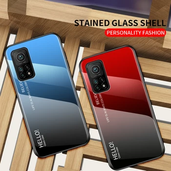 MAKAVO Už Xiaomi 10T Pro 5G Padengti Prabanga Gradientas Grūdintas Stiklas Telefono Atvejais Mi 10T
