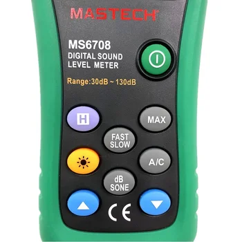 MASTECH MS6708 Nešiojamą Pramonės Skaitmeninio Garso Lygio Matuoklio LCD Ekranas 30dB~130dB Analoginis Bar Triukšmo DB Decibelų Lygį, Testeris
