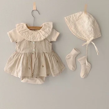 MILANCEL vasaros naujagimių drabužiai korėjos stiliaus kūdikių, mergaičių drabužiai embrodiery kūdikių camisole pynimas apykaklės kūdikių mergaičių bodysuit