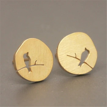 Mados ratas tuščiaviduriai iš paukščių stud auskarai kūrybinis dizainas paukščių formos skirtumas stud auskarai piešimo ant paviršiaus stud auskarai