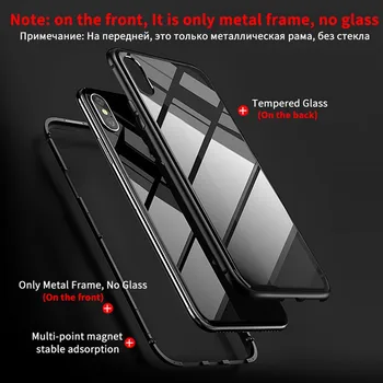 Magnetinio Adsorbcijos Metalo Atveju iPhone, 11 Pro 7 8 Plius Grūdintas Stiklas Atgal Magneto Dangtelis, Skirtas 