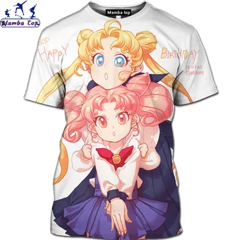 Mamba Viršuje Gyvūnų Katė T-shirt Harajuku Loli vyriški T-shirt Kawaii Anime Sailor Moon T-Shirt Universiteto Studentų Graži Mergina Marškinėliai