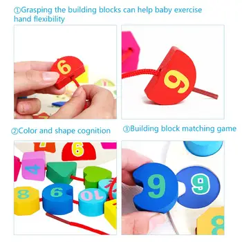 Medinis Paveikslas Žadintuvas Pažinimo Skaitmeninės Formos Žaislas Virvelę Threading Blokai Multi-funkcija Asamblėjos Žaislas