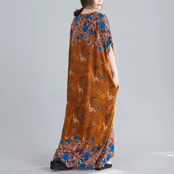 Medvilnės plius dydis derliaus gėlių moterų atsitiktinis palaidų maxi ilgas vasaros paplūdimio saulės suknelė elegantiškas drabužius 2021 ponios suknelės sundress