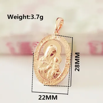 Mergelės Marijos Ir Sūnaus Pakabukas Karoliai Naujas Mados Religinių Juvelyrikos Mados 585 Aukso Spalvos Moterų Papuošalai