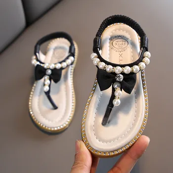 Merginos, kalnų krištolas pearl lankas princesė batai puikūs vasaros patogūs paplūdimio batai, sandalai Boeknot crystal pearl princesė S4