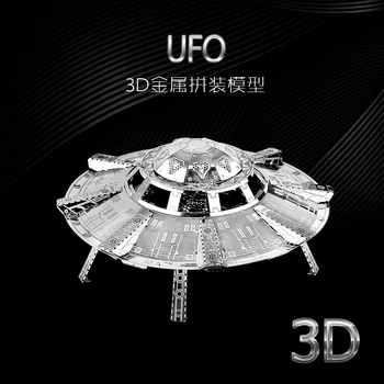 Metalo DIY Nemokamai Klijai Montavimas Modelio 3D Stereoskopinis Mini Dėlionę Erdvėlaivis skraidančia Lėkšte NSO, Rafinuotas ir Kūrybinis Žaislas-Geriausia Dovana
