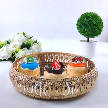 Metalo vestuvių tortas stovi apdailos šalies veidrodis dėklas metalo desertas apdailos keksiukų stovas