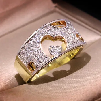 Mielas Aukso Širdies tuščiaviduris Žiedas Moterims Vestuvės Vestuvinis Žiedas bižuterijos 2020 Naujas