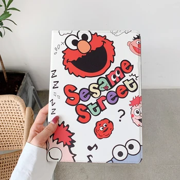 Mielas Sesame Street Elmo Minkštos Odos Tablet Case For iPad Oro 1 2 3 Mini 4 5 Pro 2017 2018 2019 2020 Dangtis