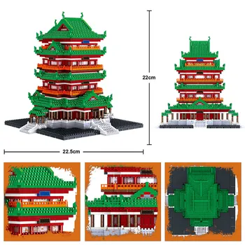 Miestas Kūrėjas Deimantas Mikro Architektūra Tengwang pavilion Yueyang Bokšto Statyba Blokai Švietimo Mini Plytų Žaislas Vaikams