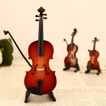 Mini Miniatiūra Smuikui Modelio Replika su Stovu ir Byla Mini Muzikos Instrumentas, Puošyba, Dekoras LADA-pardavimas