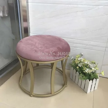 Minimalistinio Modernaus Geležies Aukso Makiažo Kėdė In Pink Silla Para Maquillaje Pouf Osmanų Miegamasis Padažu Kėdė Patvarus Suolo