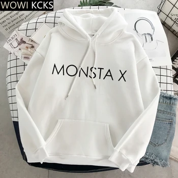 Monsta X Kpop Negabaritinių Korėjos Stiliaus Hoodie Estetinės Puloveris Palaidinukė Žiemos Drabužių Moterims Ilgomis Rankovėmis Hoodies Streetwear