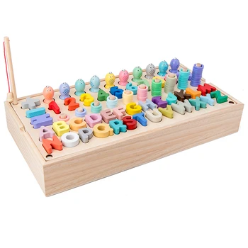 Montessori Ugdymo Mediniai Žaislai, Geometrinės Formos Atitikimo Skaičius Magnetiniai Žaislai, Žvejybos Matematikos Anksti Švietimo Žaislai Vaikams