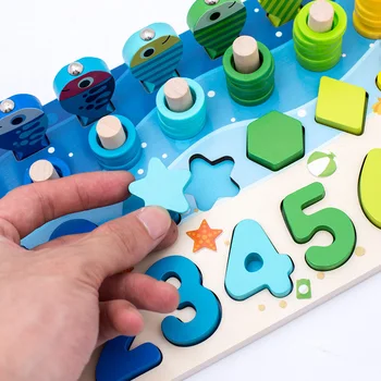 Montessori Ugdymo Mediniai Žaislai Vaikams Užimtas Valdybos Matematikos Žvejybos Vaikų Mediniai Ikimokyklinio Montessori Žaislas Skaičiavimas Geometrija