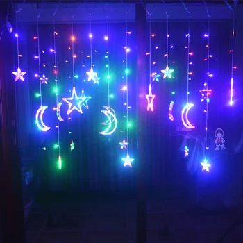 Moon Star Lempos, LED Lempos, Styginių Ins Kalėdų Žiburiai Apdailos Atostogų Žiburiai Užuolaidų Lempos Vestuvių Neon Žibintų šviesos fėja