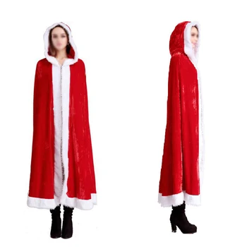 Moteriški Kailio Apdaila Kalėdų Santa Claus Apsiaustu Kalėdos Kostiumas Raudoną Nuotakos Žaliojo Apsiaustu Ponios Suknelė Žaliojo Žiemos Vestuvių Gobtuvu Laikrodis