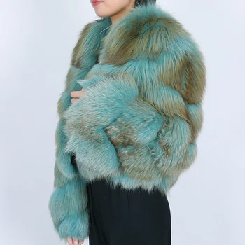 Moteriški Paltai Žiemos Striukė Nekilnojamojo Fox Fur Coat Didelis Pūkuotas Moterų Šiltas Storas Šiltas Viršutiniai drabužiai Kailinius, Kailis Natūralus Kailis