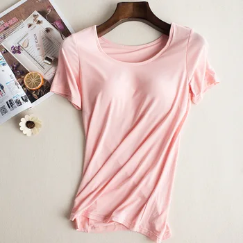 Moterų Modalinis Dugno marškinėliai krūtinės mygtukai puodelio liemenėlė be plieno žiedas lady dugno liemenė marškinėliai kieto spalvų