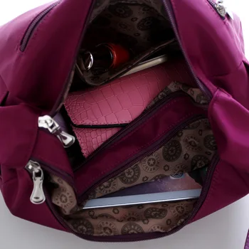 Moterų derliaus violetinė vandeniui nailono oksfordo audinys travel tote pečių maišą ponios moterys Krepšys Crossbody Krepšiai