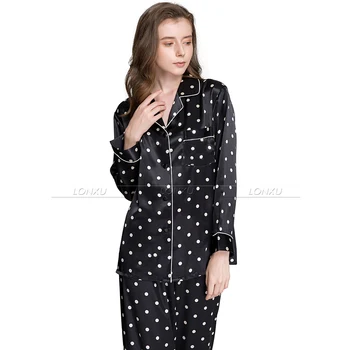 Moterų Šilko Satino Pižama Nustatyti Pajama Pižamos Nustatyti ilgomis Rankovėmis Sleepwear Pijama Kostiumas Moterų Miego Dviejų dalių Komplektas 3XL Plius Dydis