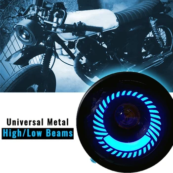Motociklo LED Žibintų Aukšto/Žemo Sijų Blue Angel Eye Apvalus, Klasikinis Metalas 12-80V Universalios