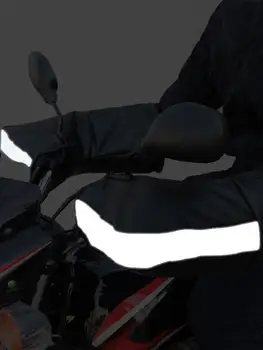 Motociklo Vairas Su šviesą Atspindinčios Juostelės Vėjo PU Žiemą Storas Šiltas Rankenos Ausines Šilumos pirštuotos Pirštinės, Skirtos Motoroleriams