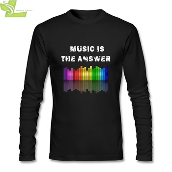 Muzika Yra Atsakymas DJ Muzikos Ritmas Ekvalaizeris Naujausias Dizaino T-shirt Vyrai Berniukas Apvalios Kaklo, ilgomis Rankovėmis Medvilnės Vyrų Drabužiai Azijos Dydis