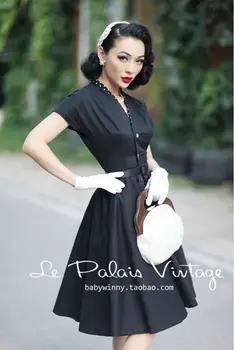 NEMOKAMAS PRISTATYMAS Le Palais Vintage Retro elegantiškas 1950 Klasikinis Juodas Slim Slim suknelė/A-line