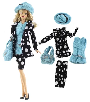 NK 2020 m., 3 Nustatyti, Lėlės Suknelę, Žieminiai Drabužiai, Rankų darbo ClothesTop Mados Kailis Super Modelio Aprangą Barbie Lėlės Priedai 103A 3X