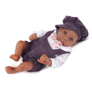 NPKDOLL 10 Colių Mini Reborn Lėles Tikroviška Afrikos Amerikietis Berniukas Kūdikis Reborn Realus Silikono Kūdikių Lėlių, Žaislų, Vaikiškų