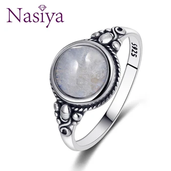 Nasiya Nauja Tendencija Moterų mėnulio akmuo Žiedai 925 Sterlingas Sidabro mėnulio akmuo Juvelyrikos Kasdienio Gyvenimo Vestuvės Vestuvinis Dovanos