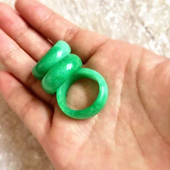 Natūralaus Green jade žiedai, Juvelyrika Gemstone Juostos Žiedas Jade Akmenys Moterims, Bižuterija smaragdas žiedai natūralaus akmens papuošalai