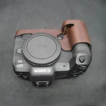Natūralios Odos R5 R6 Fotoaparato krepšys Krepšys rankų darbo karvės odos Pusę Kūno Canon EOS R5 R6