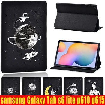 Nauja Apsauginė Case for Samsung Galaxy Tab S6 Lite P610 P615 Anti-cratch Astronautas Serijos Odos Stovėti Padengti Atveju 10.4 Colių
