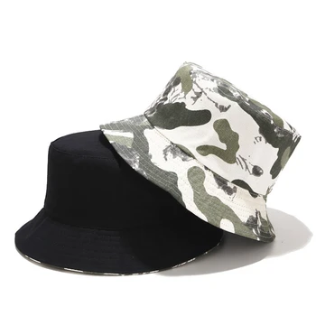 Nauja Bucket Hat Vyrų Kamufliažas dvipusis Baseino Skrybėlę Unisex Pavasario Vasaros Kelionių Saulės, Skrybėlės, Vyrai ir Moterys, žvejo Kepurė