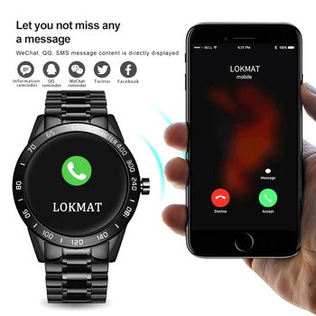 Nauja plieno smart watch vyrų odos smart žiūrėti vandeniui sporto Informacijos priminimas Fitness tracker smartwatch 