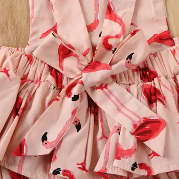 Naujagimio Mergina Bodysuit Flamingo Backless Drabužius Spausdinti Vasaros Rankovių Medvilnės Jumpsuit Bodysuit Playsuit Drabužiai, Apranga
