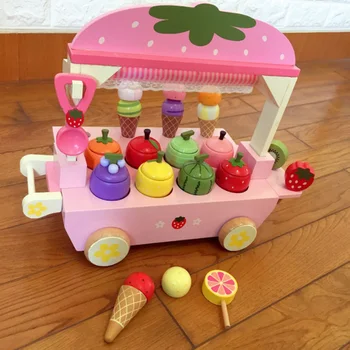 Naujas 1 Komplektas Medinis Žaislas Apsimesti Žaisti Žaislas Modeliavimas Magnetinio Ledų Spalvinga Virtuvės Maisto Baby Kūdikių Žaislų Maisto Gimtadienio Dovana D2