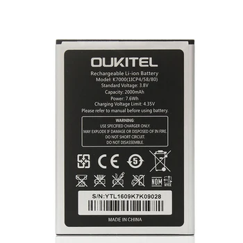 Naujas 2000mAh Aukštos Kokybės Pakaitinis Akumuliatorius Oukitel K7000 Bateria Batterie Baterij mobiliųjų Telefonų Mobiliojo Telefono Baterijas