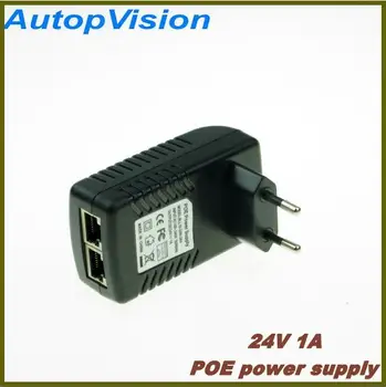 Naujas Aktyvaus Maitinimo Adapteris POE Injector PSE Išėjimo DC24V 1A Power over Ethernet ES plug Nemokamas Pristatymas