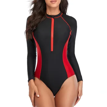 Naujas Kratinys vientisas maudymosi kostiumas ilgomis Rankovėmis maudymosi Kostiumėliai, Sporto Moterų Plaukimo Maudymosi Kostiumas, Paplūdimio Bather Burlente Plaukti Dėvėti 2021