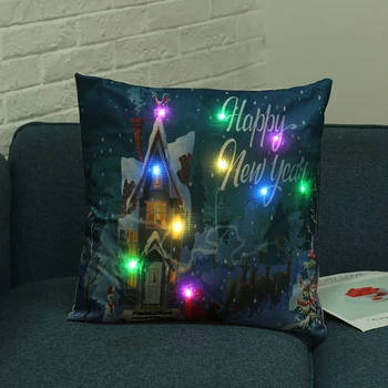 Naujas LED Kalėdų Pagalvės užvalkalą Kalėdų Kraštovaizdžio Animacinių filmų Kūrybos Šviesos Pagalvėlė Padengti Namų Sofa-lova, Stalas Ir Kėdė Apdaila