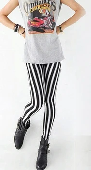 Naujas Lady Mados Liesas Chic Išvaizdą Vertikali Juostelė Zebra Antblauzdžiai Kelnės Naudinga