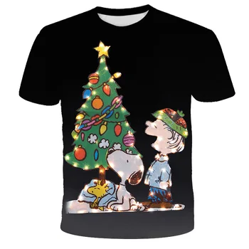 Naujas Mados Berniukų, Mergaičių viršūnes Kalėdų Santa Claus T-shirt 3D Spausdinimo Kalėdų eglutė stiliaus trumpomis Rankovėmis Spausdinti marškinėliai Dydis 4-14 T