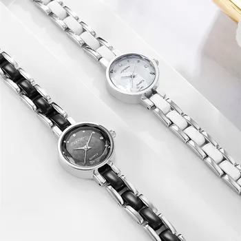 Naujas SINOBI Moterų Laikrodžiai Gėlių Spausdinti Diamond Black/White Mažas Ratukas Elegantiškas Japonijos Importuotų Kvarco Apyrankė Laikrodžiai Ponios Žiūrėti