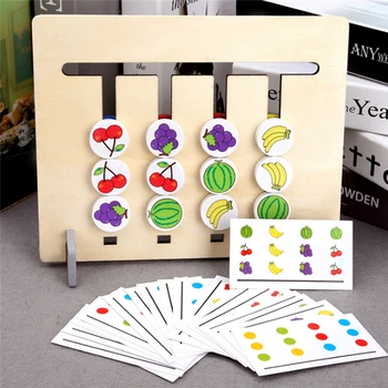 Naujas Stilius Keturių Spalvų/vaisių Atitikimo Žaidimas Logika dvipusis Vaikų Švietimo Žaislai, Dovanos Montessori Mediniai Žaislai