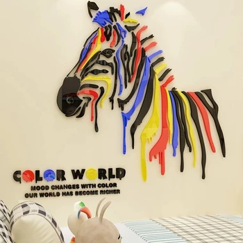 Naujas atvykimo Animacinių filmų zebra 3D Akrilo sienų lipdukai vaikų kambario kambarį 