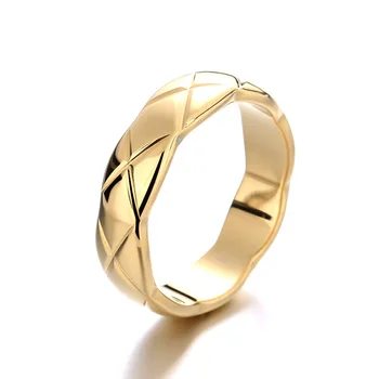 Naujas klasikinis platus ir siauras diamond kryžiaus grotelės žiedas moterų žiedas iš titano, plieno, paauksuotas rudens ir žiemos mados žiedas